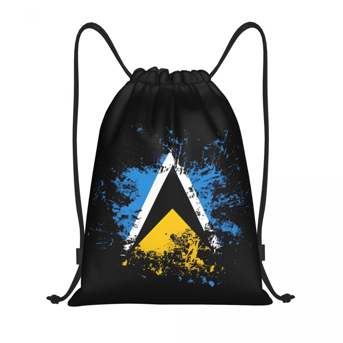 Drawstring Gym Bag - Saint Lucia Country Flag Watercolor Drawstring