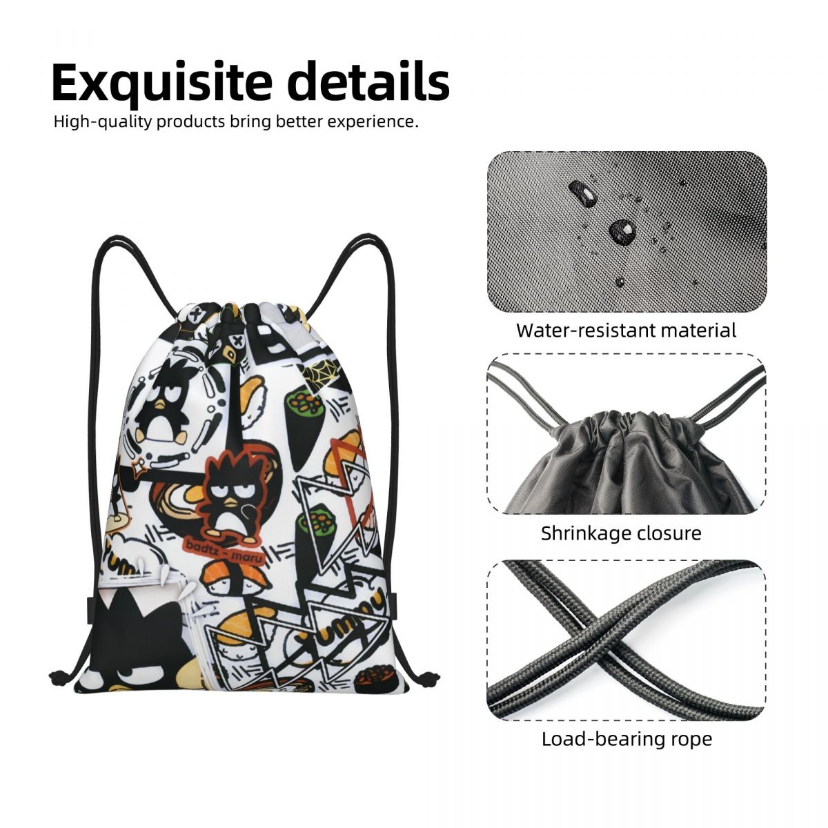 Cute Cartoon Penguin Bad Badtz - Drawstring Gym Bag 评论和价格