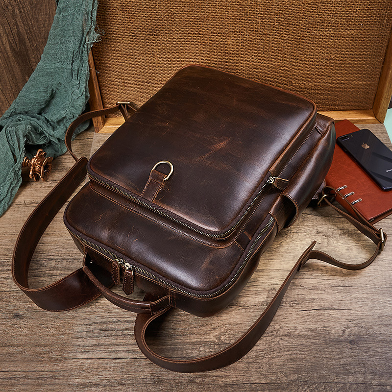 Men's Top Grain Waxed Leather  - Leather Backpack Vintage 评论和价格