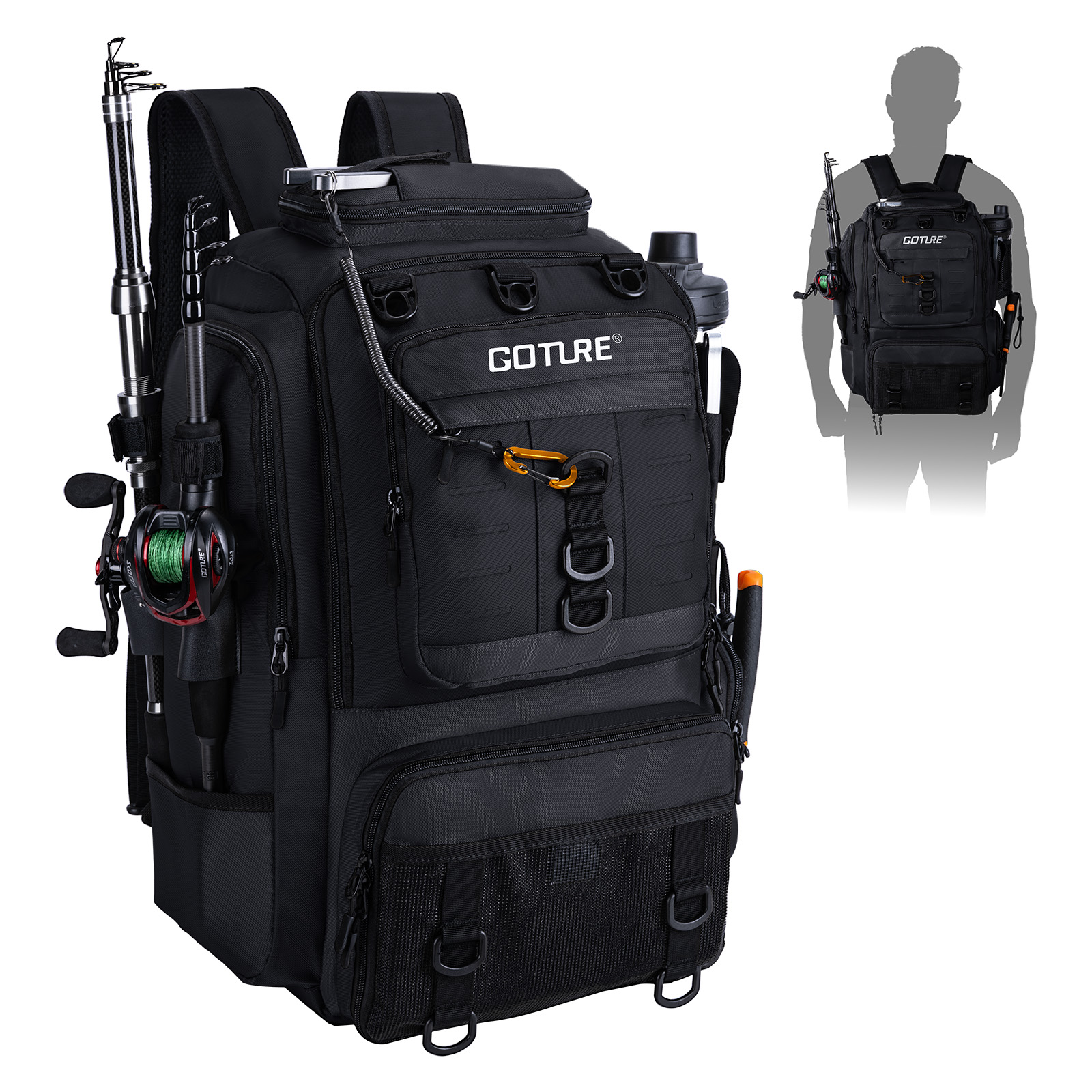 Goture Fishing Bag with Rod Ho - Backpack Insert Organizer 评论和价格