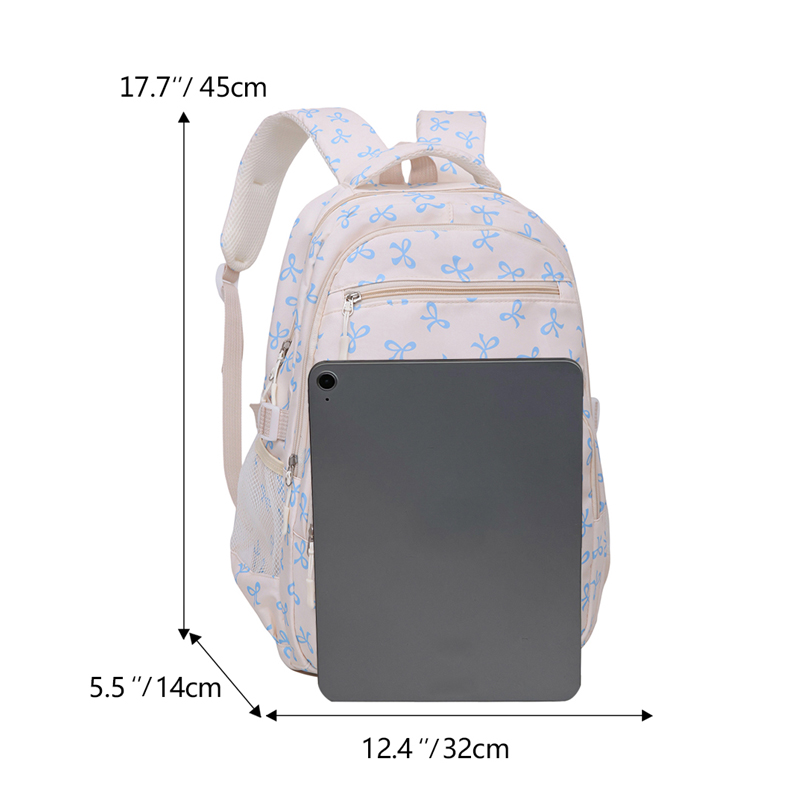 3Pcs Cute Bow Print Backpack w - Sling Backpack Shoulder 评论和价格