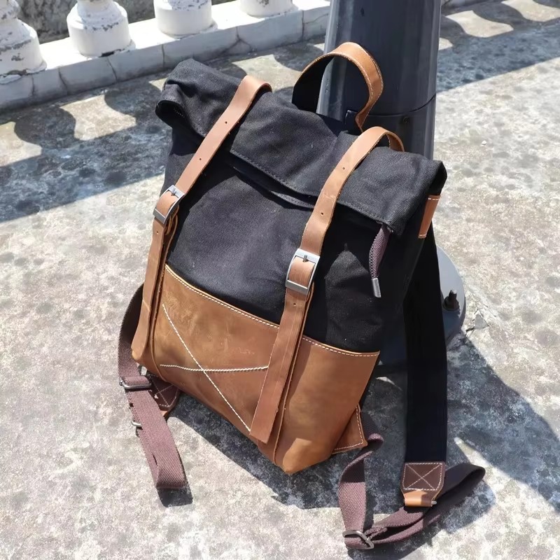 Fashion Men Backpack Waxed Can - Leather Backpack Vintage 评论和价格
