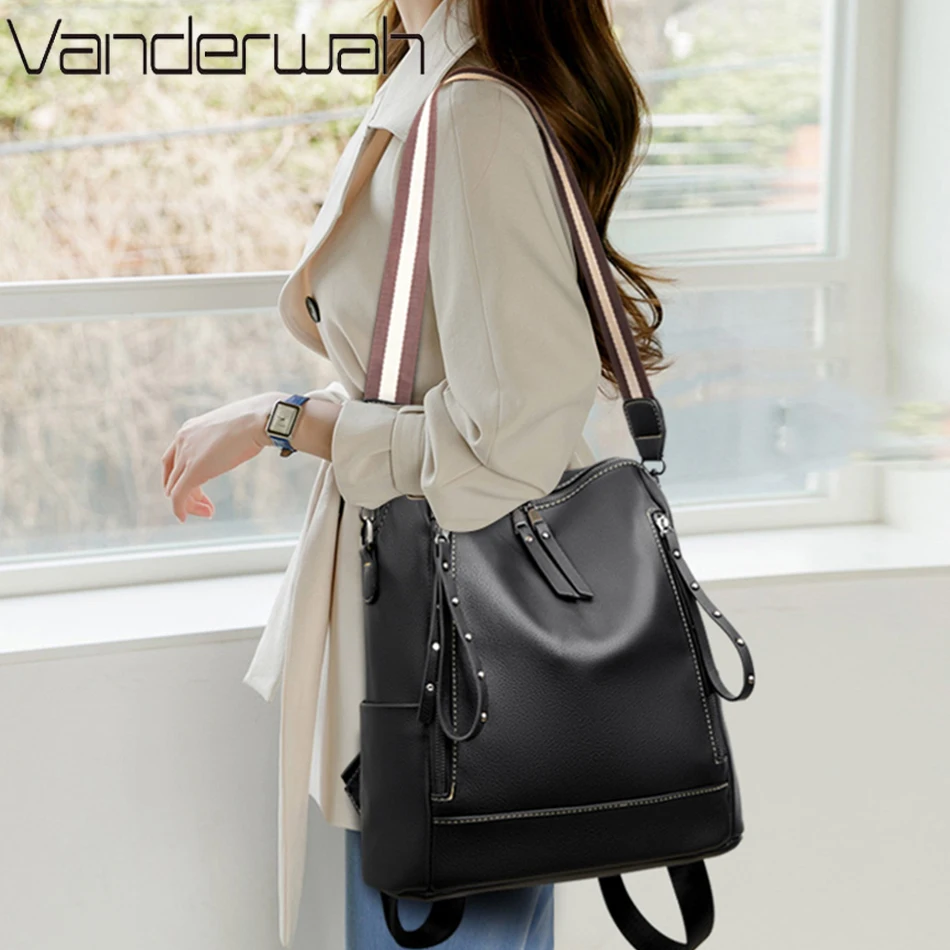 Brand Luxury Backpacks Soft Le - School Backpack Teen 评论和价格