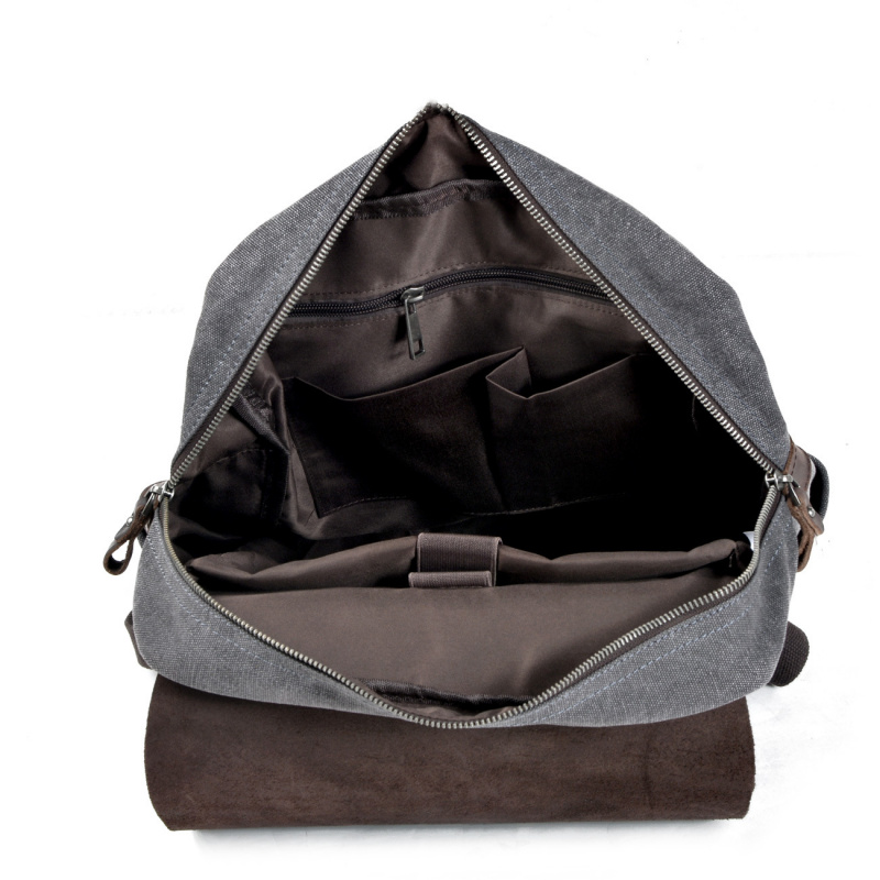 Retro men's backpack, double s - Canvas Backpack Casual 评论和价格