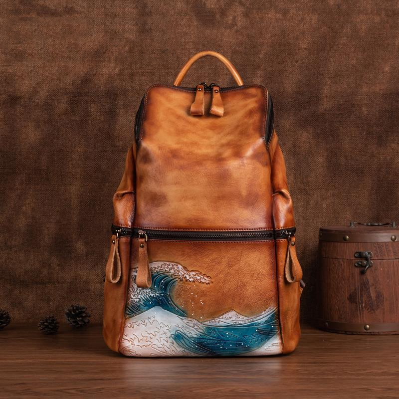 Genuine Real Soft Leather Wome - Leather Backpack Vintage 评论和价格
