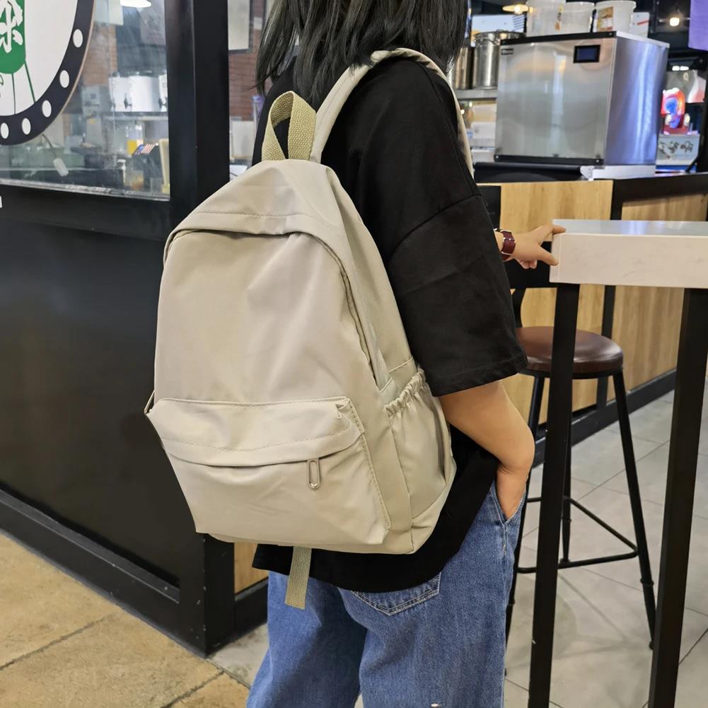 Solid Color Nylon Preppy Backp - School Backpack Teen 评论和价格