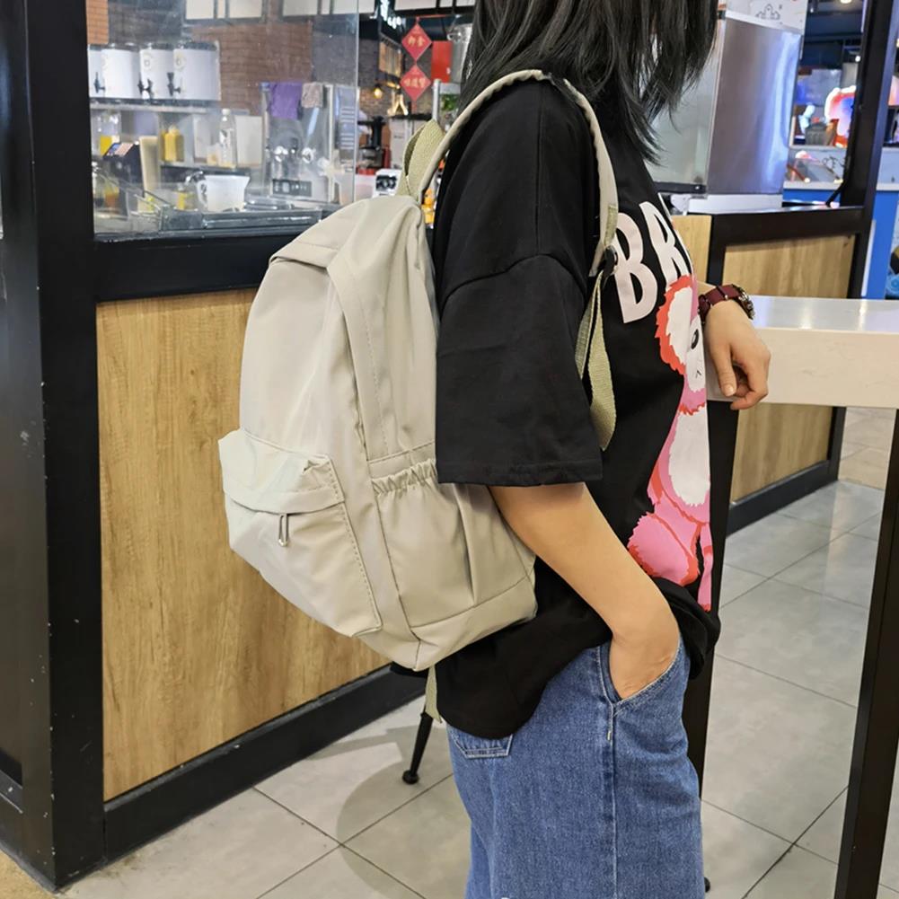 Solid Color Nylon Preppy Backp - School Backpack Teen 评论和价格